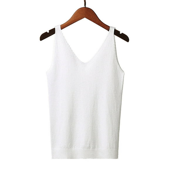 KIHOUT Summer Womens Tank Tops Plus Size Solid Color Camisole Sleeveless V Neck Base Shirt