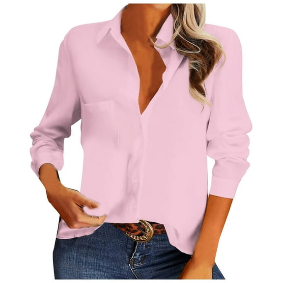 KIHOUT Top for Womens Women'S Spring Collar Long Sleeve Pocket Fashionable Thin Plaid Panel Shirt Coat