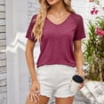 thumbnail image 1 of KIHOUT Tops for Women's Solid V-Neck Zippered Lapel Top, 1 of 3