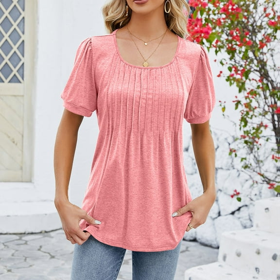 KIHOUT Tops for Womens Fashion Print Tops Short Sleeve Out Blouse Funny Round Neck T-Shirt Tops Tank Top Discount