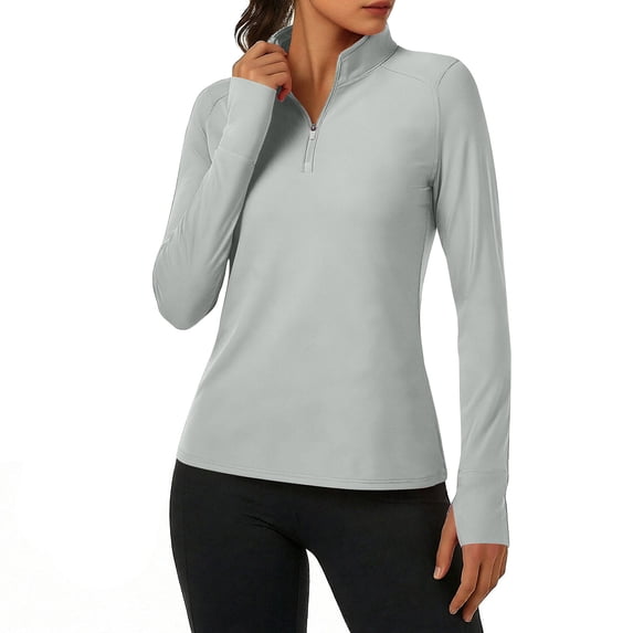 KIHOUT UPF 50+ Sun Protection Half Zip Long Sleeve Shirt Women Quick Dry Workout Hiking Top