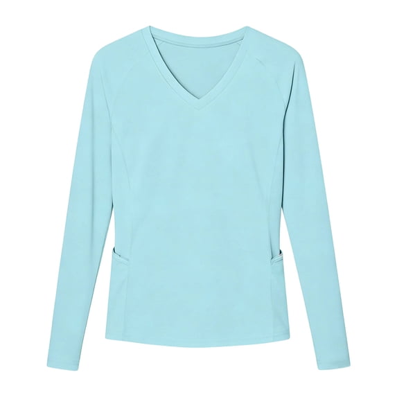 KIHOUT UPF 50+ Sun Protection V-Neck Long Sleeve Rash Guard Womenwith Pockets Swim Workout Top