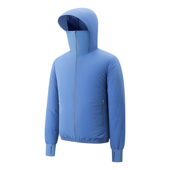KIHOUT Unisex Summer Cooling Fan Jacket UPF 50+ UV Protection Long Sleeve Hooded Outdoor Work Wear