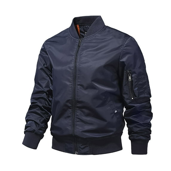 KIHOUT Winter Warm Coats Men's Fashion Winter Stand Collar Flight Jacket Casual Loose Hoodless Long Sleeve Jacket,Size M-5XL