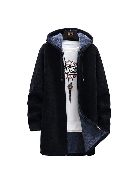 Winter Warm Coats Men's Long Coat Jacket Outerwear Hooded Winter Hoodie Casual Cold Protection,Size M-3XL