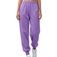thumbnail image 1 of KIHOUT Women High Waisted Joggers with Pockets Solid Color Casual Loose Fit Elastic Waistband Cuffed Hem Sweatpants for Women Daily Workout, 1 of 7