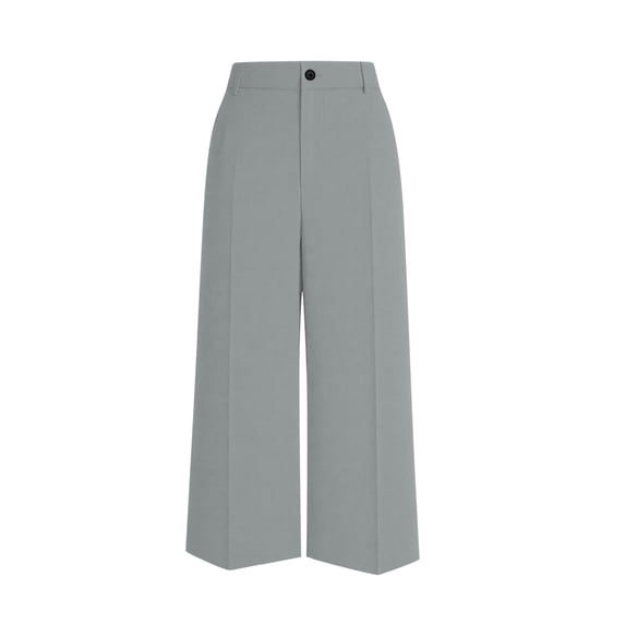 KIHOUT Women High Waisted Wide Leg Capri Pants Solid Color Casual Elastic Waist with Pockets Loose Fit Cropped Trousers for Office Daily Wear