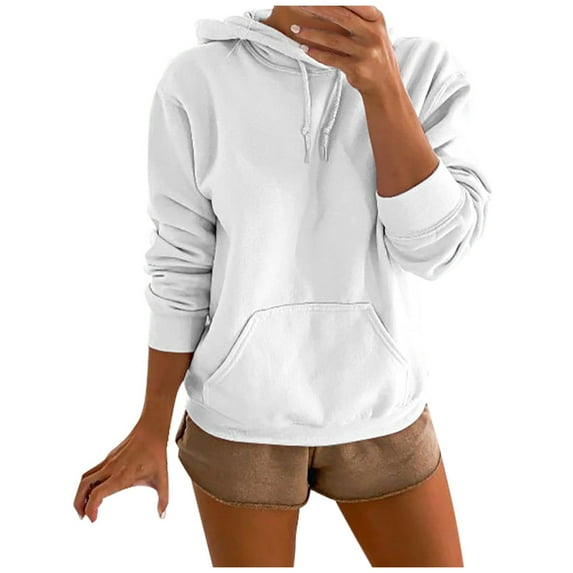 KIHOUT Women Hooded Pocket Long Sleeves Casual Sweatshirt Blouse Tops
