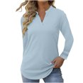 thumbnail image 1 of KIHOUT Women Loose Casual Sleeve V-Neck Solid Casual Blouse T-shirt Tunic Tops, 1 of 9