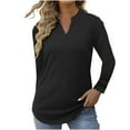 thumbnail image 1 of KIHOUT Women Loose Casual Sleeve V-Neck Solid Casual Blouse T-shirt Tunic Tops, 1 of 9