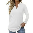 thumbnail image 1 of KIHOUT Women Loose Casual Sleeve V-Neck Solid Casual Blouse T-shirt Tunic Tops, 1 of 9