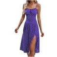 thumbnail image 1 of KIHOUT Women Summer Dot Midi Dresses Sleeveless Ruched Bust High Waist Casual Slit Cami Sundress Hot Pink L, 1 of 9