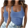 thumbnail image 1 of KIHOUT Women's 2-Pack Solid Color Ribbed U-Neck Tank Tops Sleeveless Form-Fitting Base Layer for Casual Workout Daily Wear, 1 of 4
