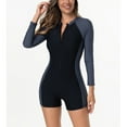 thumbnail image 1 of KIHOUT Women's Athletic Color Block Rash Guard | Long Sleeve Half-Zip Boyleg One Piece Swimsuit | UV Protection Surfing Swimwear, 1 of 8