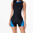 thumbnail image 1 of KIHOUT Women's Athletic Color Block Zip Front Boyleg One Piece Swimsuit | Sleeveless Surfing & Water Sports Swimwear, 1 of 9