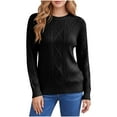 thumbnail image 1 of KIHOUT Women's Black Cable-Knit Sweater – Classic Cable-Knit Texture Adds Warmth, Slim-Fit Silhouette Flatters Figure, Soft Knit Fabric Suits Office Or Casual Outings In Cool Weather, 1 of 9