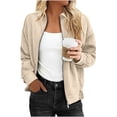 thumbnail image 1 of KIHOUT Women's Casual Long Sleeve Zip-Up Jacket - Turn-Down Collar Cropped Shacket with Pockets for Winter Wear, 1 of 9