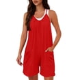 thumbnail image 1 of KIHOUT Women's Casual Sleeveless Romper Adjustable Shoulder Straps Pleated Chest Pockets Loose Fit Plus Size Summer Wear, 1 of 8
