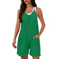 thumbnail image 1 of KIHOUT Women's Casual Sleeveless Romper Adjustable Shoulder Straps Pleated Chest Pockets Loose Fit Plus Size Summer Wear, 1 of 8