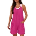 thumbnail image 1 of KIHOUT Women's Casual Sleeveless Romper Adjustable Shoulder Straps Pleated Chest Pockets Loose Fit Plus Size Summer Wear, 1 of 8