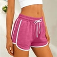 thumbnail image 1 of KIHOUT Women's Dolphin Hem Athletic Shorts Elastic Drawstring Waist Contrast Trim Side Pockets Casual Workout Shorts, 1 of 6