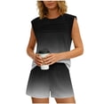 thumbnail image 1 of KIHOUT Women's Fashion Gradient Print Short Sleeve Top and Shorts Set Ruched Crew Neck Casual Loungewear Two Piece Outfit for Summer, 1 of 8