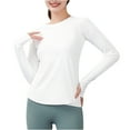 thumbnail image 1 of KIHOUT Women's Fitness Sports Running Outside Wear Loose Speed Dry Breathable High Elastic Gauze Crew Neck Nude Long Sleeve Yoga Clothing Jacket, 1 of 5