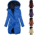 thumbnail image 1 of KIHOUT Women's Fleece Lined Water Repellent Hooded Jacket - Winter Warm Long Sleeve Zip Up Coat with Stand Collar for Casual Outdoor Wear, Size S-5XL, 1 of 9