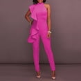 thumbnail image 1 of KIHOUT Women's Halter Neck Sleeveless Jumpsuit Ruffle Detail Bodycon Formal Blouse for Party Club Evening Wear, 1 of 8