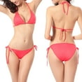 thumbnail image 1 of KIHOUT Women's Halter Triangle Bikini Set | Solid Color Tie Side Bottom | Wirefree & Padless Two Piece Bathing Suit, 1 of 6