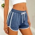 thumbnail image 1 of KIHOUT Women's Heathered Athletic Shorts - 95% Polyester 5% Spandex, Elastic Drawstring Waist, Contrast Trim, Side Pockets for Workout, Casual & Daily Wear, 1 of 6