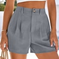 thumbnail image 1 of KIHOUT Women's High Waisted Linen Blend Pleated Shorts - Button Zipper Closure, Side Pockets, Casual Solid Shorts for Summer Daily Wear, 1 of 6