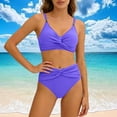 thumbnail image 1 of KIHOUT Women's High Waisted Solid Color Twist Front Two-Piece Bikini Swimsuit Sexy Fashion Beach Pool Summer Bathing Suit Set, 1 of 7
