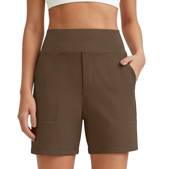 KIHOUT Women's High Waisted Tummy Control Athletic Shorts Stretchy Pocketed Running Yoga Casual All Season Wear