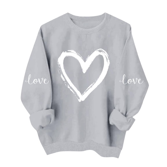 KIHOUT Women's Japanese Fabric Relaxed Fit Crew Neck Long Sleeve Hoodless Valentine's Sweatshirt Soft Comfortable Casual Everyday Pullover XS-XL