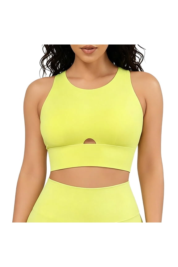 Women's Keyhole Cutout Sports Bra, High Support Quick-Dry Workout Crop Top with Back Clasp