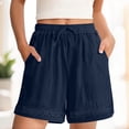 thumbnail image 1 of KIHOUT Women's Linen Cotton Blend Elastic Waist Drawstring Shorts Lace Trim Casual Summer Shorts For Daily Beach Wear, 1 of 6