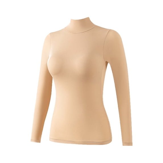 KIHOUT Women's Mock Neck Thermal Long Sleeve Shirt Slim Fit Solid Base Layer Top for Women Fall Winter Cold Weather Under Clothes Layering Wear
