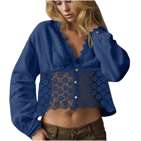 KIHOUT Women's New Lace Embroidery Patchwork Long Sleeve Jacket - Fashion Casual Open-Front Coat with Elegant Lace Detail, Versatile for Daily & Party (S-XXL)