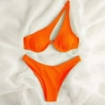 thumbnail image 1 of KIHOUT Women's One Shoulder Bikini Swimsuit Set | Solid Color Ribbed Fabric Underwire Padded Top with Cheeky Bottom | Two Piece Bathing Suit, 1 of 5