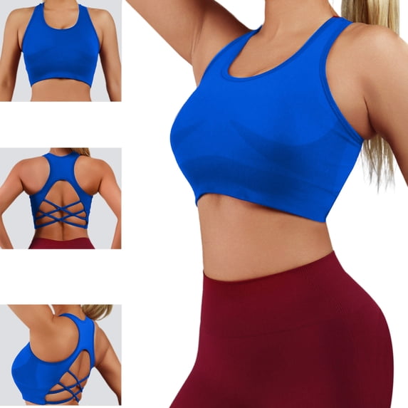 KIHOUT Women's Padded Racerback Sports Bra High Impact Workout Yoga Tank Top with Built-In Support for Gym