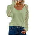 thumbnail image 1 of KIHOUT Women's Patchwork Long Sleeve Top Striped Casual Loose Shirt T-Shirt, 1 of 5
