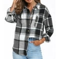 thumbnail image 1 of KIHOUT Women's Plaid Flannel Shacket - Lightweight Button-Down Pocket Shirt Jacket for Fall Layering, Casual Loungewear & Outdoor Style, 1 of 8