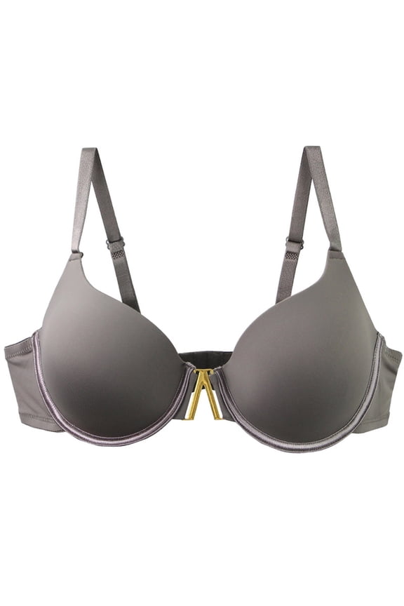Women's Plus Size D Cup Wired Bra - Metal Buckle Gathered Seamless T-Shirt Bra, Solid Color Everyday Lingerie with Thin Molded Cups (S-3XL)