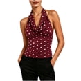 thumbnail image 1 of KIHOUT Women's Polka Dot Cowl Neck Halter Top, Form-Fitting Sleeveless Backless Tank for Summer, 1 of 6