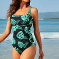 thumbnail image 1 of KIHOUT Women's Print Ruched One Piece Swimsuit | Tummy Control Square Neck Wire-Free Swimwear for Beach & Pool, 1 of 6