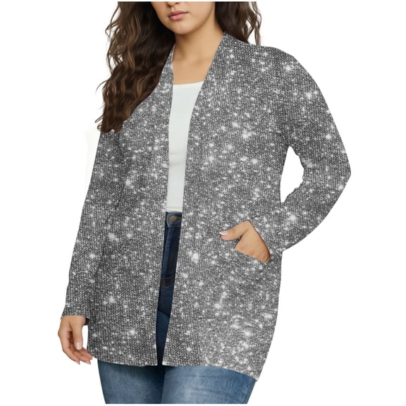 KIHOUT Women's Printed Cardigan Starry Pattern Pocket Design Relaxed Comfortable Fit