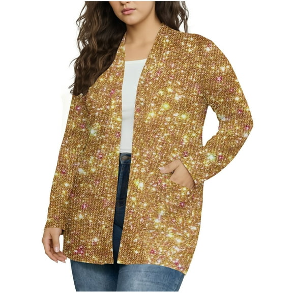 KIHOUT Women's Printed Cardigan Starry Pattern Pocket Design Relaxed Comfortable Fit