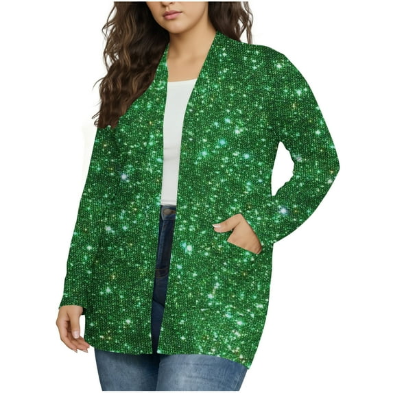 KIHOUT Women's Printed Cardigan Starry Pattern Pocket Design Relaxed Comfortable Fit