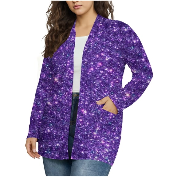 KIHOUT Women's Printed Cardigan Starry Pattern Pocket Design Relaxed Comfortable Fit
